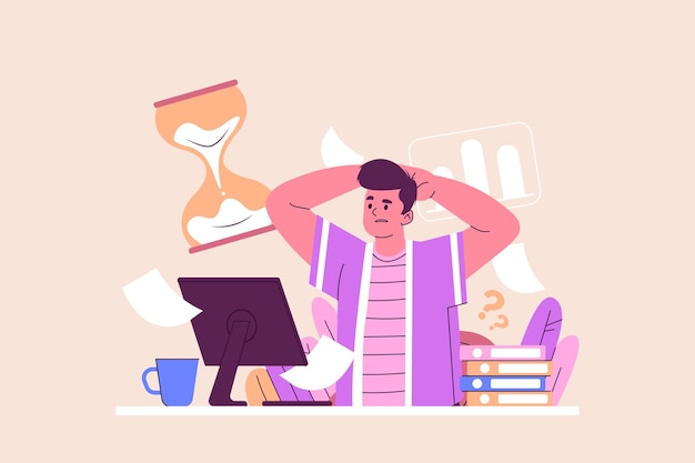 Deadline-Konzept mit Menschen-Szene im flachen Cartoon-Design Eine digitale Illustration
