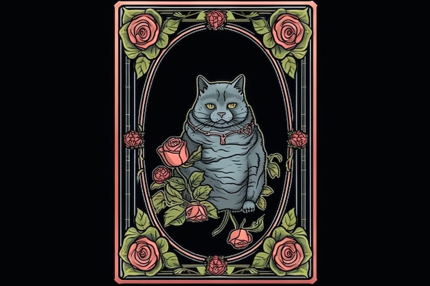 Death Cat Tarot tarjeta ilustración generativa ai