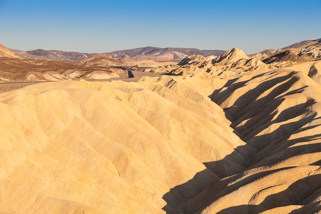 Death Valley, Kalifornien. Panorama vom Zabriesie Point bei Sonnenuntergang