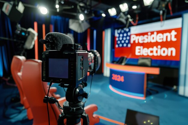 Foto debates durante las elecciones presidenciales en el estudio de televisión