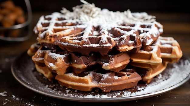 Decadent Delight Waffles con chocolate y azúcar en polvo Ai