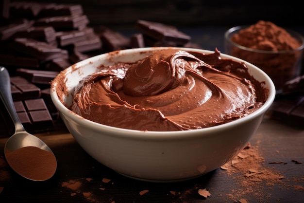 Decadente Bowl pasta de chocolate Cozinhar comida Gerar Ai