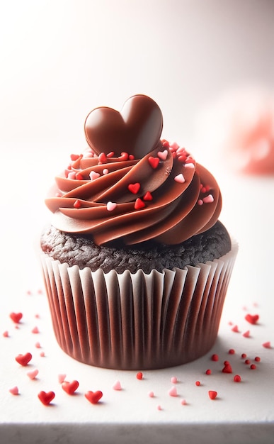 Decadente pastel de chocolate de San Valentín con toques de fresa