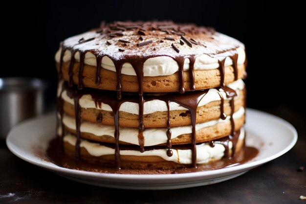 Decadente pastel de tiramisu con dedos de dama enlatados con espresso