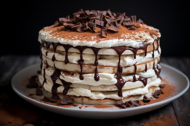 Decadente pastel de tiramisu con dedos de dama enlatados con espresso