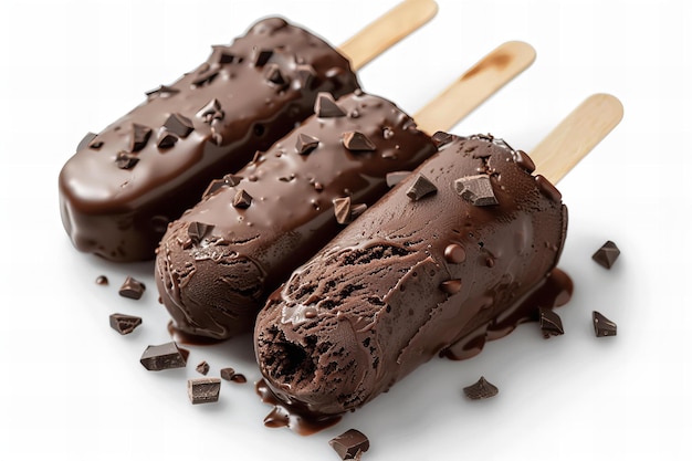 Foto decadentes barras de helado de chocolate con ricos ingredientes