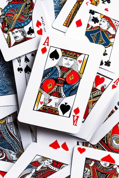 Deck de cartas de juego en fondo blanco para el póquer y el casino