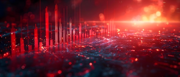 Declínio econômico Um mergulho vibrante 3D Gráfico vermelho Conceito Representação gráfica de declínio económico