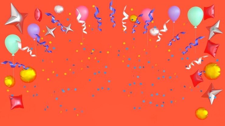Foto decoração colorida de fundo de festa por balão para festa de aniversário e evento ou exibição de produto renderização em 3d