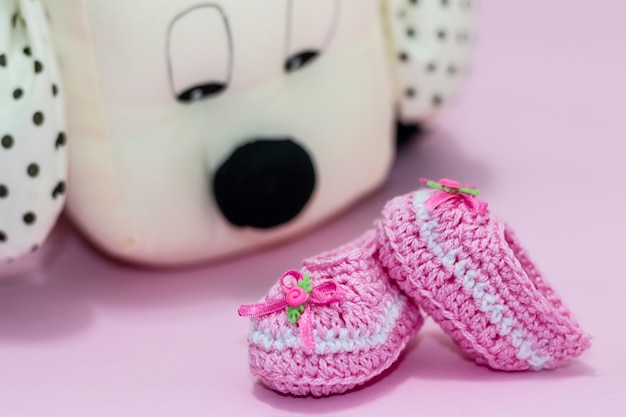Decoração com sapato bebê rosa