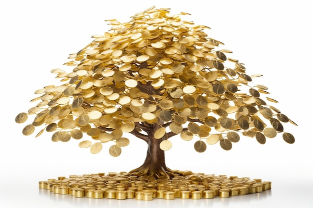 Decoração da Árvore do Dinheiro Dourado