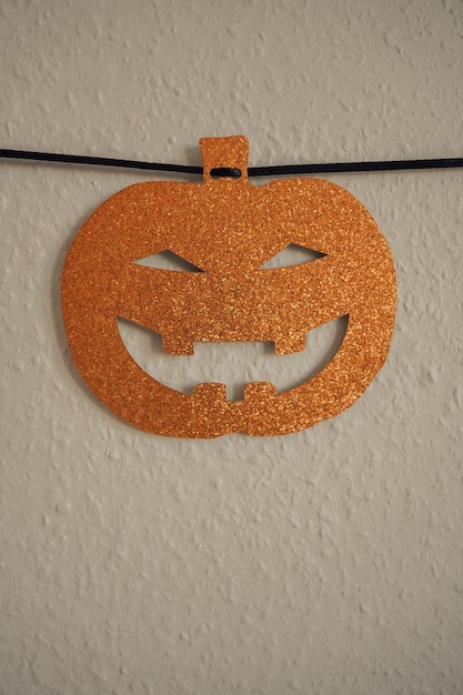 Decoração de abóbora na parede, conceito de halloween