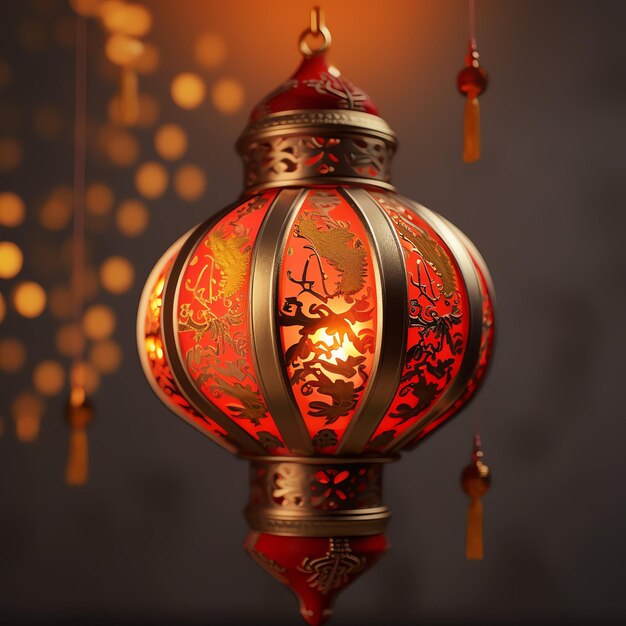 Foto decoração de ano novo chinês com lanternas tradicionais ou flores de sakura conceito de ano novo lunar