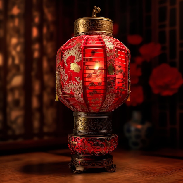 Decoração de ano novo chinês com lanternas tradicionais ou flores de sakura conceito de ano novo lunar