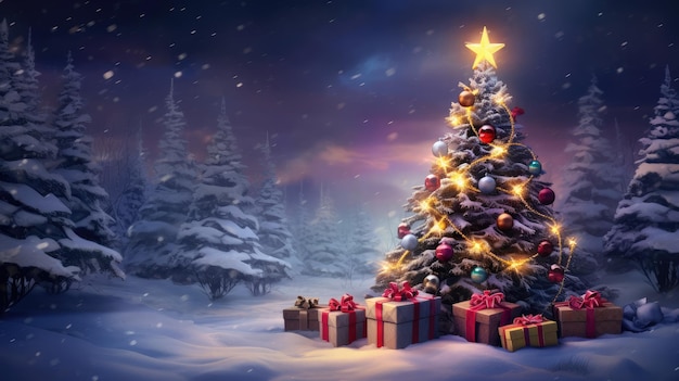Decoração de árvore de Natal HD 8K papel de parede Banco de Imagem Fotográfica