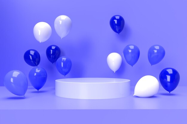 Decoração de balão de palco de aniversário 3d luxo azul