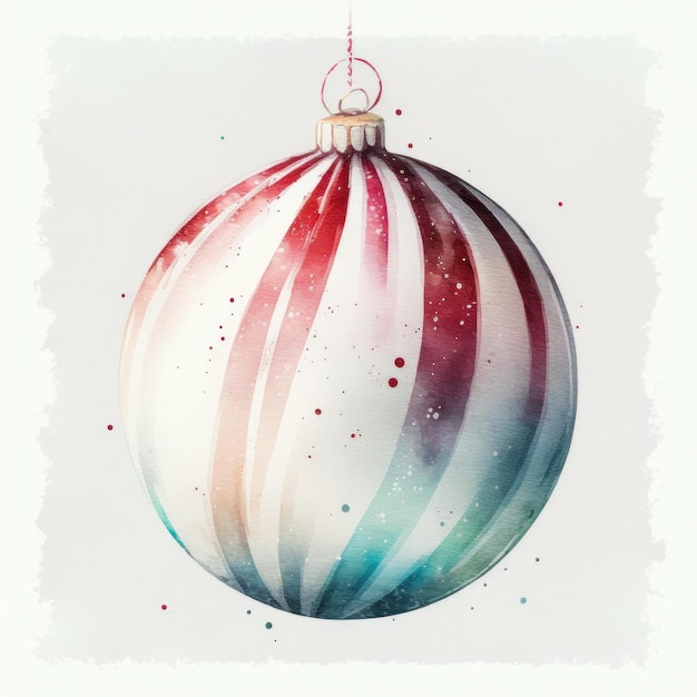 Decoração de bola de Natal em aquarela Ilustração AI GenerativexA