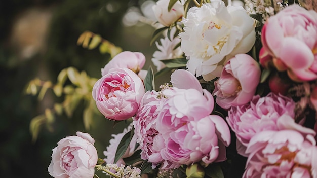 Decoração de casamento com peônias decoração floral e celebração de eventos flores de peônia e cerimônia de casamento no jardim estilo rural inglês