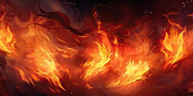 Decoração de chamas de fogo Decoração de fundo de tempestade de fogo Desenho em movimento Pintura