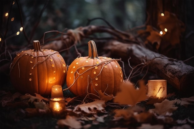 Decoração de feriado para abóbora brilhante de Halloween