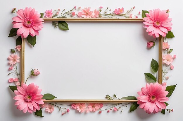 Foto decoração de flores cor-de-rosa na moldura