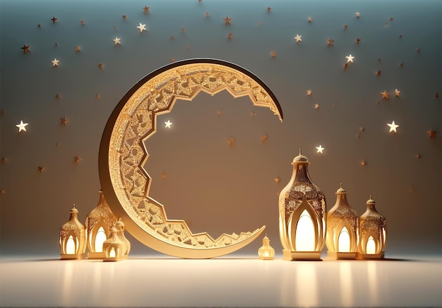 Foto decoração de lanterna islâmica dourada para o fundo do dia de celebração islâmica