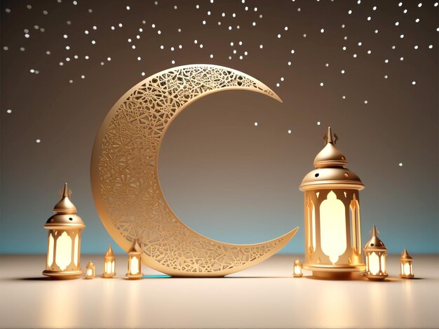 Foto decoração de lanterna islâmica dourada para o fundo do dia de celebração islâmica