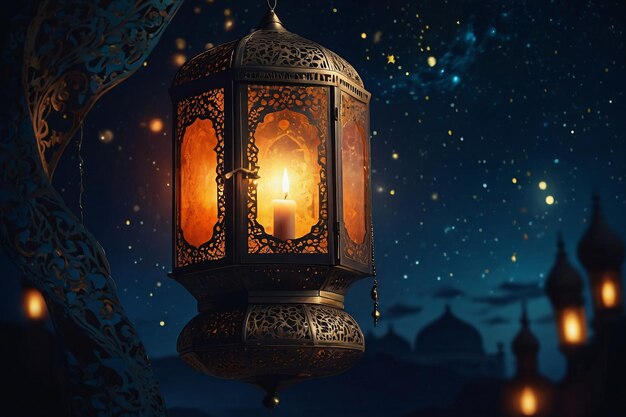 Decoração de lanternas muçulmanas Feriado islâmico Ramadã Kareem Ornamento Lua Estrela Papel de parede Fundo