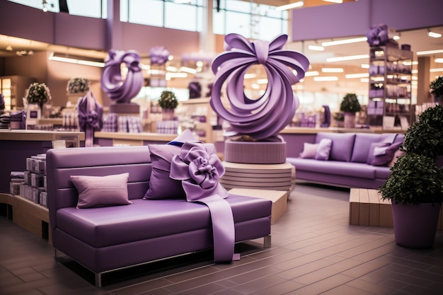 decoração de loja em ideias de inspiração de tema roxo violeta