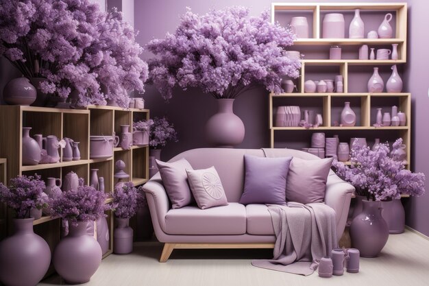 decoração de loja em ideias de inspiração de tema roxo violeta