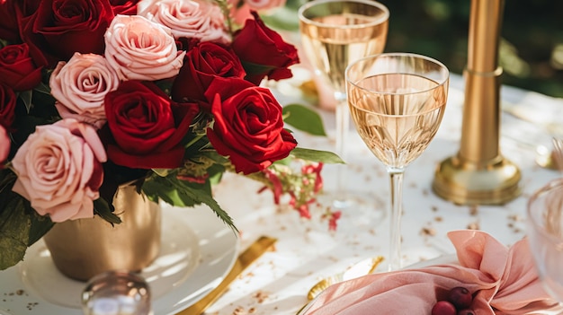 Decoração de mesa floral elegante para festa de jantar e decoração de férias idéia de estilo doméstico