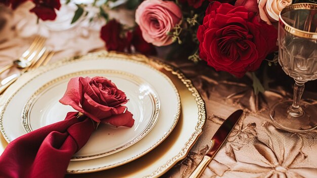 Decoração de mesa floral elegante para festas de jantar e decoração de férias