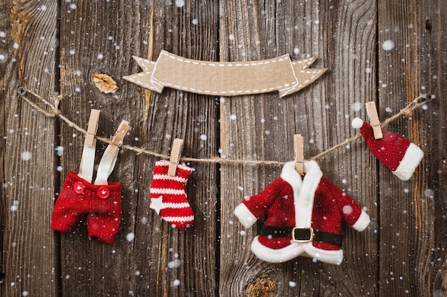 Decoração de natal com fundo de madeira