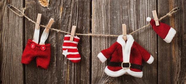 Decoração de Natal com fundo de madeira