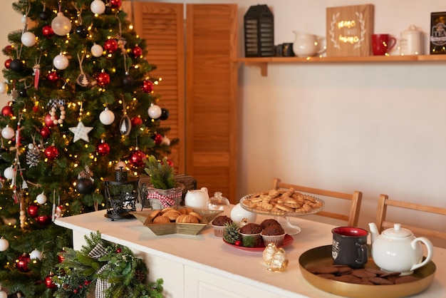 Decoração de natal de cozinha Móveis e utensílios Deleite de natal Celebração de ano novo Feriados e férias de inverno Mesa festiva