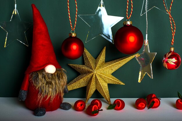 Decoração de Natal e fundo com Tomte