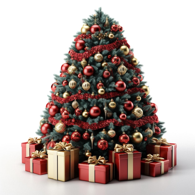 decoração de Natal em árvore com fundo branco