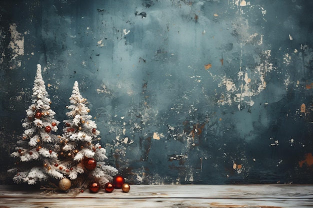 Decoração de Natal na parede de estuque escuro azul Caixas de presente Generative AI Illustration
