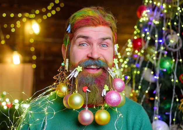 Decoração de Natal, Natal, feriados, alegre, papai noel, com barba decorada, festa de ano novo