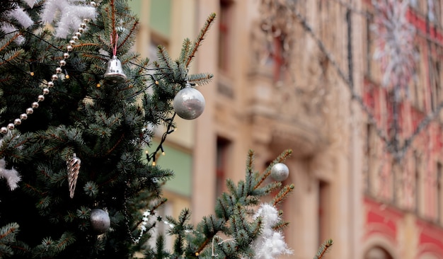 Decoração de natal no mercado em wroclaw, polônia