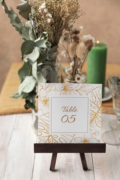 Foto decoração de número de mesa de casamento