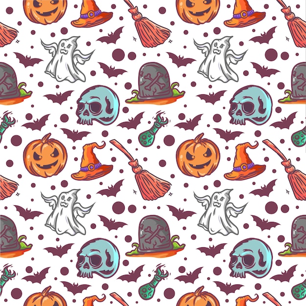 Decoração de papel digital sem costura de Halloween Ilustração de padrão sem costura