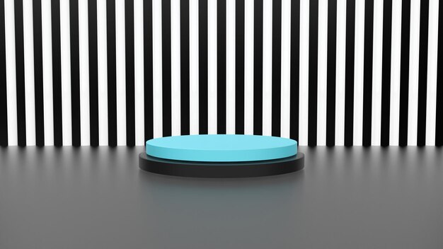 decoração de pódio de palco de cilindro azul preto adequado para produtos abstratos exibem renderização em 3d