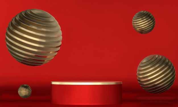 Decoração de pódio de palco vermelho adequada para produtos renderização em 3d