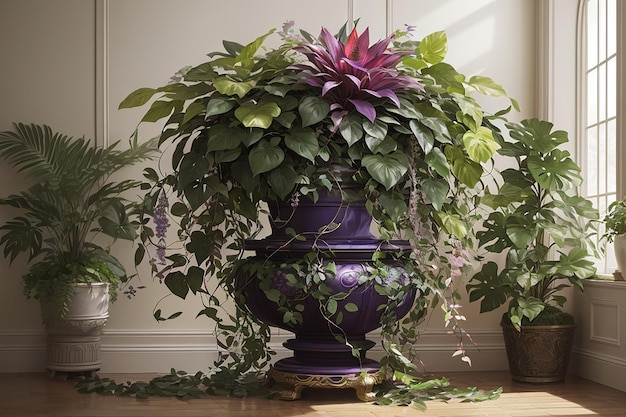 Decoração de quarto com planta monstera em vaso