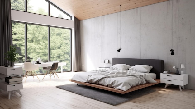 Decoração de quarto, design de interiores para casa, estilo escandinavo minimalista