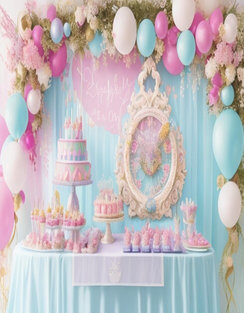 Foto decoração de sala de festa de aniversário