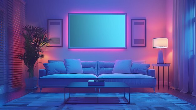 Foto decoração do quarto redefinida abraça cores de néon vibrantes e design interior futurista cyberpunk