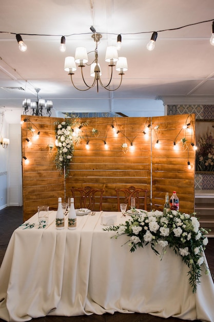 Decoração em festa de casamento em restaurante