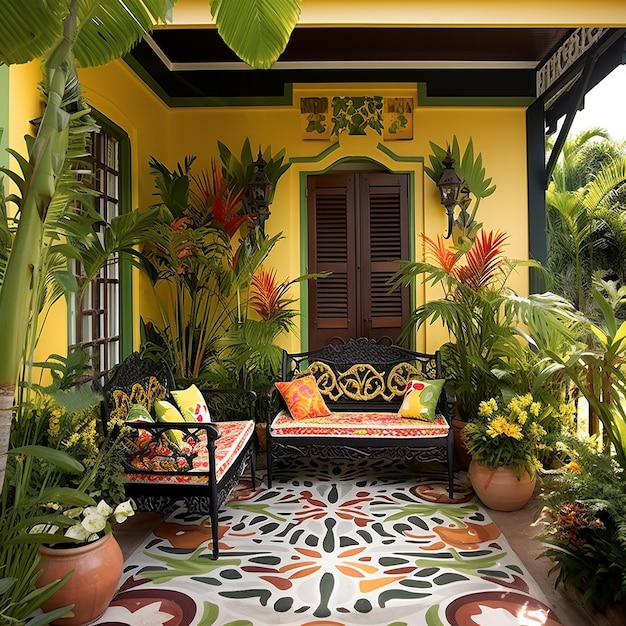 decoração exterior inspirada no estilo jamaicano